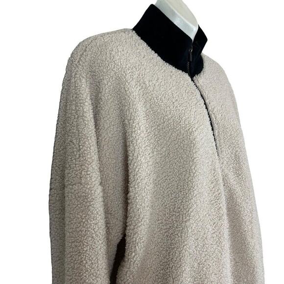 Fabletics Womens Dream Polar Fleece Teddy Ivory 1/4 Zip Jacket Sweatshirt sz L - Picture 2 of 16
